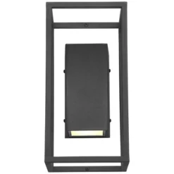Possini Euro Design Modern Outdoor Wall Light Fixture Textured Black Dimmable LED Up Down 14" Sanded Glass Diffuser Up Down For Exterior Barn Deck -Possini Euro Design GUEST 81f79074 a87d 4198 8341 ee928ef7313d
