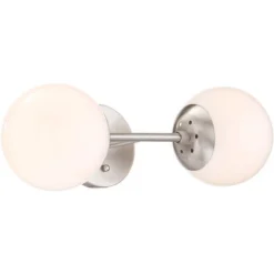 Possini Euro Design Oso Mid Century Modern Wall Light Sconce Brushed Nickel 6" 2-Light Fixture Opal Glass For Bedroom Bathroom Vanity Living Room Home -Possini Euro Design GUEST 827d1a82 9d12 48c1 bbc9 d8b2fcd457f1