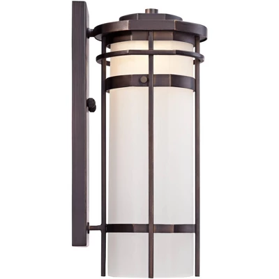 Possini Euro Design Theola Modern Outdoor Wall Light Fixture Bronze LED 12 3/4" Etched Glass Shade For Post Exterior Barn Deck House Porch Yard Patio 7 Possini Euro Design Theola Modern Outdoor Wall Light Fixture Bronze LED 12 3/4" Etched Glass Shade For Post Exterior Barn Deck House Porch Yard Patio - Image 5