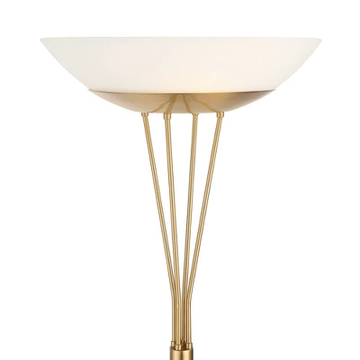Possini Euro Design Ventura Modern Torchiere Floor Lamp 75" Tall Black Brass LED Frosted Glass Bowl Shade For Living Room Office House Bedroom Home 4 Possini Euro Design Ventura Modern Torchiere Floor Lamp 75" Tall Black Brass LED Frosted Glass Bowl Shade For Living Room Office House Bedroom Home - Image 2