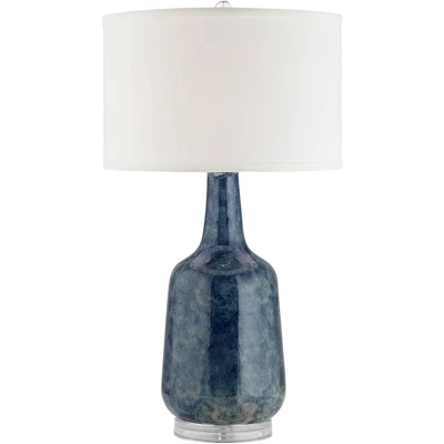 Possini Euro Design Collin Modern Table Lamp 26 3/4" High Blue Ceramic Off White Drum Shade For Bedroom Living Room Bedside Nightstand Office Kids 11 Possini Euro Design Collin Modern Table Lamp 26 3/4" High Blue Ceramic Off White Drum Shade For Bedroom Living Room Bedside Nightstand Office Kids - Image 9