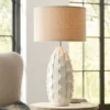 Possini Euro Design Cosgrove Modern Mid Century Table Lamp 32 3/4" Tall White Glazed Ceramic Beige Fabric Drum Shade For Bedroom Living Room Bedside -Possini Euro Design GUEST 8361f749 83cd 4f83 a803 f1fec9cf9068