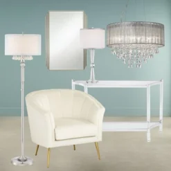 Possini Euro Design Jolie Chrome Chandelier Lighting 20" Wide Modern Crystal Silver Fabric Shade 7-Light Fixture For Dining Room House Kitchen Island -Possini Euro Design GUEST 83d4224f e103 42b2 8e6d 82380585f94d