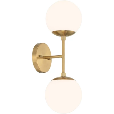 Possini Euro Design Oso Modern Wall Light Sconce Soft Gold Hardwire 6" 2-Light Fixture Opal Glass Orb Shade For Bedroom Bathroom Living Room House 7 Possini Euro Design Oso Modern Wall Light Sconce Soft Gold Hardwire 6" 2-Light Fixture Opal Glass Orb Shade For Bedroom Bathroom Living Room House - Image 5