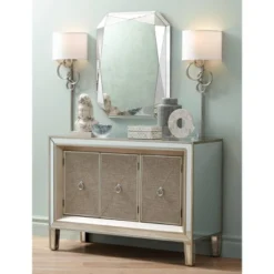 Possini Euro Design Circles Modern Wall Light Sconce Brushed Nickel Plug-in 12" Fixture Off White Cotton Half Shade For Bedroom Reading Living Room -Possini Euro Design GUEST 85539c80 c1be 475c 894d b90d4b709ff7