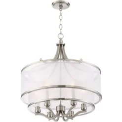Possini Euro Design Nor Brushed Nickel Pendant Chandelier 23" Wide Modern Double White Organza Shade 6-Light Fixture For Dining Room Kitchen Island 16 Possini Euro Design Nor Brushed Nickel Pendant Chandelier 23" Wide Modern Double White Organza Shade 6-Light Fixture For Dining Room Kitchen Island -Possini Euro Design GUEST 8575b373 3204 4154 bb03 cefa7bc3c9ea