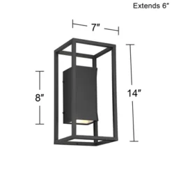 Possini Euro Design Modern Outdoor Wall Light Fixture Textured Black Dimmable LED Up Down 14" Sanded Glass Diffuser Up Down For Exterior Barn Deck -Possini Euro Design GUEST 8575cada 8ada 4e7f 9e91 dfab1b940322