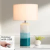 Possini Euro Design Modern Table Lamp With USB Charging Port And Nightlight LED 25" High Blue Art Glass White Shade For Bedroom Desk (Color May Vary) 1 Possini Euro Design Modern Table Lamp With USB Charging Port And Nightlight LED 25" High Blue Art Glass White Shade For Bedroom Desk (Color May Vary) -Possini Euro Design GUEST 85765ccb daac 4255 8494 760ad77fd2c0