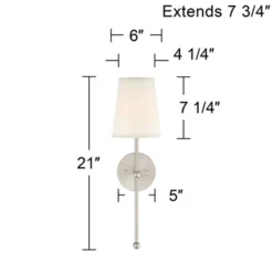 Possini Euro Design Elena Modern Wall Light Sconce Brushed Nickel Hardwire 6" High Fixture Cream Linen Shade For Bedroom Reading Living Room Hallway -Possini Euro Design GUEST 86e2a643 ff50 4567 9217 8d612e74f479