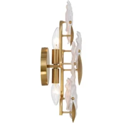 Possini Euro Design Filoli 16" High Modern 2 Light Wall Sconce Light Lamp Fixture Mount Bathroom Bedroom Hardwired Cordless Gold Plated Glass Shade -Possini Euro Design GUEST 86fe417b 5192 4196 bc64 d6fd972dc2ad 1