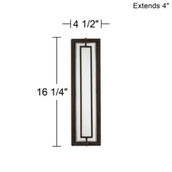 Possini Euro Design Belfonte Modern Outdoor Wall Light Fixtures Set Of 2 Bronze Rectangular Frame LED 16 1/4" White Glass For Post Exterior -Possini Euro Design GUEST 8849b040 6aa1 455d b22e 776421c2a42c