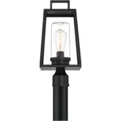 Possini Euro Design Jersey 17 1/2" High Modern Outdoor Post Light Fixture Pole Porch House Exterior Weatherproof Matte Black Metal Clear Glass Shade -Possini Euro Design GUEST 888efb90 4be1 40a1 bffe ac25ac7674cb