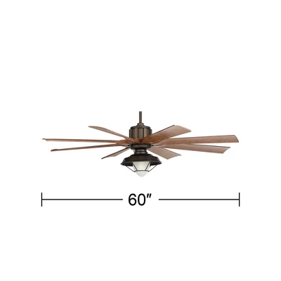 60" Possini Euro Design Defender Industrial Indoor Outdoor Ceiling Fan With LED Light Remote Oil Rubbed Bronze Koa Damp Rated For Patio Exterior Home 5 60" Possini Euro Design Defender Industrial Indoor Outdoor Ceiling Fan With LED Light Remote Oil Rubbed Bronze Koa Damp Rated For Patio Exterior Home - Image 3