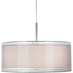 Possini Euro Design Brushed Nickel Pendant Chandelier 20" Wide Modern Organza Outer White Inner Shade 3-Light Fixture For Dining Room Kitchen Island -Possini Euro Design GUEST 8b5daa8c 3903 4cf2 bc2c a677cb4df154