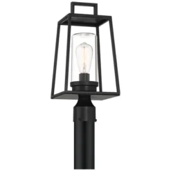 Possini Euro Design Jersey 17 1/2" High Modern Outdoor Post Light Fixture Pole Porch House Exterior Weatherproof Matte Black Metal Clear Glass Shade -Possini Euro Design GUEST 8bd2b6cd d573 4884 91b9 682052b8f357