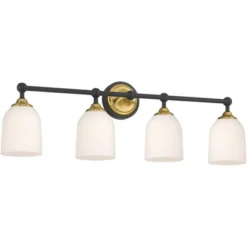 Possini Euro Design Possini Euro Zaragoza 32" Wide Gold And Black 4-Light Bath Light -Possini Euro Design GUEST 8d62d3f9 1c46 486e a636 2b0641609f09
