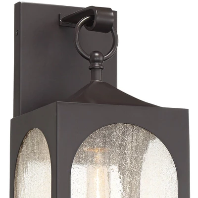 Possini Euro Design Tyne Modern Outdoor Wall Light Fixtures Set Of 2 Bronze Metal 20 1/2" Seedy Glass For Post Exterior Barn Deck House 4 Possini Euro Design Tyne Modern Outdoor Wall Light Fixtures Set Of 2 Bronze Metal 20 1/2" Seedy Glass For Post Exterior Barn Deck House - Image 2