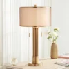 Possini Euro Design Granview Modern Table Lamp 32 1/2" Tall Brass Column Taupe Organza Outer Off White Linen Inner Drum Shade For Bedroom Living Room -Possini Euro Design GUEST 8d7963f1 cf5c 43b4 8939 f61bedab5d0d