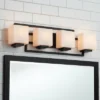 Possini Euro Design Modern Wall Light Black Hardwire 29" 4-Light Fixture White Rectangular Glass Shade For Bathroom Vanity Home -Possini Euro Design GUEST 8dbee712 c49f 485c abe7 af4067f70b64