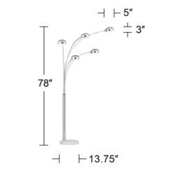 Possini Euro Design Infini Mid Century Modern Arc Floor Lamp 78" Tall Chrome 5 Light Swivel Dome Shades For Living Room Reading Bedroom Office House 15 Possini Euro Design Infini Mid Century Modern Arc Floor Lamp 78" Tall Chrome 5 Light Swivel Dome Shades For Living Room Reading Bedroom Office House -Possini Euro Design GUEST 8e1a5ee4 40b4 4393 a59b 99fcb475dfec