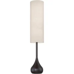 Possini Euro Design Moderne Mid Century Modern 62" Tall Droplet Floor Lamp With Smart Socket Bronze Beige Cylinder Shade For Living Room -Possini Euro Design GUEST 8e24d7c7 f8c4 4482 98c0 fea02adea907