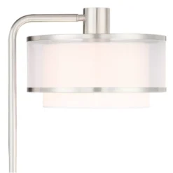 Possini Euro Design Modern Floor Lamps 60" Tall Set Of 2 With Tray Table USB Port Nickel Silver Organza White Linen Shades For Living Room -Possini Euro Design GUEST 8e95807b 5ffd 488c 8657 a5d1449d428e