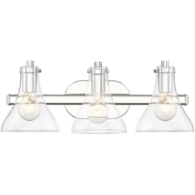 Possini Euro Design Sorren Industrial Modern Wall Light Polished Chrome Hardwire 20 1/2" 3-Light Fixture Clear Glass For Bedroom Bathroom Vanity Home 7 Possini Euro Design Sorren Industrial Modern Wall Light Polished Chrome Hardwire 20 1/2" 3-Light Fixture Clear Glass For Bedroom Bathroom Vanity Home - Image 5