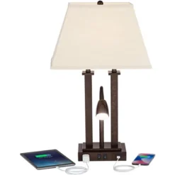 Possini Euro Design Possini Euro Deacon Bronze Gooseneck Lamps With USB And Outlet Set Of 2 -Possini Euro Design GUEST 8f8004e9 1c35 45a7 b688 3afebc272735