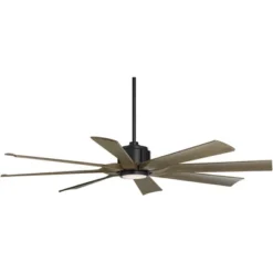 Possini Euro Design 60" Defender Farmhouse Rustic Indoor Outdoor Ceiling Fan 8 Blade LED Light Remote Control Matte Black Motor Bedroom Patio -Possini Euro Design GUEST 8f815c02 5817 475c bd11 e5c6c75d5498