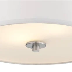 Possini Euro Design Halsted Modern Ceiling Light Semi Flush Mount Fixture 15" Wide Brushed Nickel 2-Light Oatmeal Linen Drum For Bedroom Living Room -Possini Euro Design GUEST 8f9515ed b61b 4e45 89eb 2162d9d77dc2