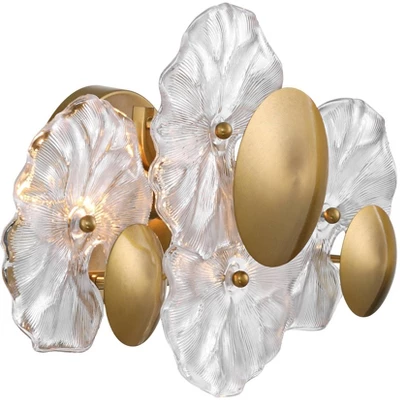 Possini Euro Design Filoli 16" High Modern 2 Light Wall Sconce Light Lamp Fixture Mount Set Of 2 Bathroom Bedroom Hardwired Gold Plated Glass Shade 9 Possini Euro Design Filoli 16" High Modern 2 Light Wall Sconce Light Lamp Fixture Mount Set Of 2 Bathroom Bedroom Hardwired Gold Plated Glass Shade - Image 7