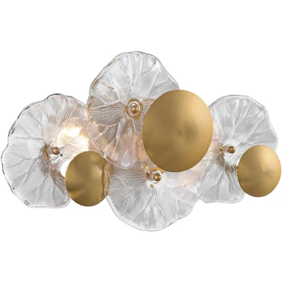 Possini Euro Design Filoli 16" High Modern 2 Light Wall Sconce Light Lamp Fixture Mount Set Of 2 Bathroom Bedroom Hardwired Gold Plated Glass Shade 8 Possini Euro Design Filoli 16" High Modern 2 Light Wall Sconce Light Lamp Fixture Mount Set Of 2 Bathroom Bedroom Hardwired Gold Plated Glass Shade - Image 6