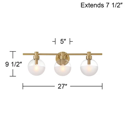 Possini Euro Design Possini Euro Leggio 27" Wide Warm Brass 3-Light Bath Light 5 Possini Euro Design Possini Euro Leggio 27" Wide Warm Brass 3-Light Bath Light - Image 3