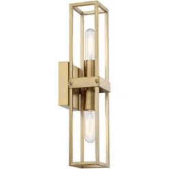 Possini Euro Design Modern Wall Light Sconce Warm Brass Hardwired 18 3/4" High 2-Light Fixture Open Frame Bedroom Bathroom Hallway -Possini Euro Design GUEST 9102769d db17 4919 8f9c 0128b1f5dd96