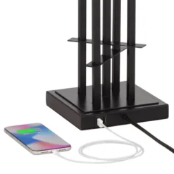 Possini Euro Design Deborah Modern Mid Century Table Lamp 30" Tall Black With USB Charging Port Gold Metal Double Drum Shades For Living Room Desk -Possini Euro Design GUEST 910d7d9c 2f76 4380 a802 662bc76f6275