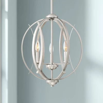 Possini Euro Design Spherical Brushed Nickel Pendant Chandelier 16" Wide Modern Orb 3-Light Fixture For Dining Room House Foyer Kitchen Island Bedroom 3 Possini Euro Design Spherical Brushed Nickel Pendant Chandelier 16" Wide Modern Orb 3-Light Fixture For Dining Room House Foyer Kitchen Island Bedroom