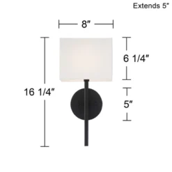 Possini Euro Design Favreau Modern Wall Light Sconces Set Of 2 Black Hardwire 8" Fixture Rectangular Linen Shade For Bedroom Reading Living Room House -Possini Euro Design GUEST 9142b45c 0dd0 4792 8b41 a4b4e9197054