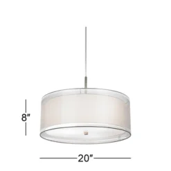 Possini Euro Design Brushed Nickel Pendant Chandelier 20" Wide Modern Organza Outer White Inner Shade 3-Light Fixture For Dining Room Kitchen Island -Possini Euro Design GUEST 919037b2 adb9 4da0 872c a38ebe1d5946