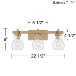 Possini Euro Design Danvers Modern Wall Light Warm Brass Metal Hardwired 22 1/2" 3-Light Fixture Clear Globe Glass For Bedroom Bathroom -Possini Euro Design GUEST 91bd9d19 fc62 4e8d aefb 82a1692cd709
