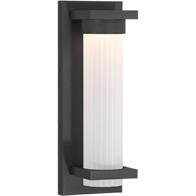 Possini Euro Design Kathleen 14" High Modern Outdoor Wall Light Fixture Mount Porch House Exterior Set Of 2 LED Bulb Sand Black Metal Glass Shade 7 Possini Euro Design Kathleen 14" High Modern Outdoor Wall Light Fixture Mount Porch House Exterior Set Of 2 LED Bulb Sand Black Metal Glass Shade - Image 5