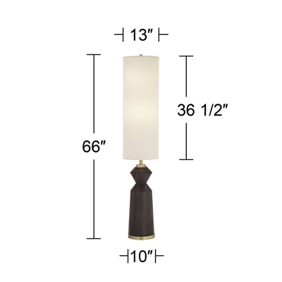 Possini Euro Design Taboo Mid Century Modern 66" Tall Standing Floor Lamp Sculpted Column Foot Switch Brown Faux Wood Finish Living Room Bedroom House 5 Possini Euro Design Taboo Mid Century Modern 66" Tall Standing Floor Lamp Sculpted Column Foot Switch Brown Faux Wood Finish Living Room Bedroom House - Image 3