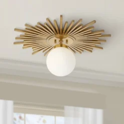 Possini Euro Design Hazel Modern Ceiling Light Semi Flush Mount Fixture 24" Wide Warm Brass White Globe Shade For Bedroom Kitchen Living Room Hallway 14 Possini Euro Design Hazel Modern Ceiling Light Semi Flush Mount Fixture 24" Wide Warm Brass White Globe Shade For Bedroom Kitchen Living Room Hallway -Possini Euro Design GUEST 937faa9c a474 460e 97d2 cb24e8bfb570