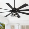 70" Possini Euro Design Modern Indoor Ceiling Fan With LED Light Remote Control Matte Black Cage For Living Room Kitchen House