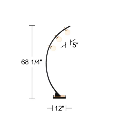 Possini Euro Design Rialto Modern Arched Floor Lamp 68 1/4" Tall Warm Gold Matte Black 3 Light Frosted White Glass Orb Shade For Living Room Reading 5 Possini Euro Design Rialto Modern Arched Floor Lamp 68 1/4" Tall Warm Gold Matte Black 3 Light Frosted White Glass Orb Shade For Living Room Reading - Image 3