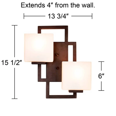 Possini Euro Design Modern Wall Light Bronze 15 1/2" Square Glass Sconce Fixture For Bathroom Side Of Mirror Hallway 5 Possini Euro Design Modern Wall Light Bronze 15 1/2" Square Glass Sconce Fixture For Bathroom Side Of Mirror Hallway - Image 3