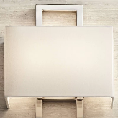 Possini Euro Design Modern Wall Light Sconce Brushed Nickel Hardwired 15 1/2" High Fixture Faux Silk For Bedroom Bathroom Hallway 4 Possini Euro Design Modern Wall Light Sconce Brushed Nickel Hardwired 15 1/2" High Fixture Faux Silk For Bedroom Bathroom Hallway - Image 2