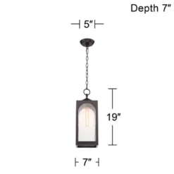 Possini Euro Design Tyne Modern Industrial Outdoor Hanging Light Bronze 19" Seedy Glass Shade For Post Exterior Barn Deck House Porch Yard Patio Home -Possini Euro Design GUEST 963626fc 88b2 47d9 9639 0195ea027bf2