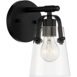 Possini Euro Design Modern Wall Light Sconce Black Metal Hardwired 5 1/4" Fixture Clear Glass Shade For Bedroom Bathroom Bedside 11 Possini Euro Design Modern Wall Light Sconce Black Metal Hardwired 5 1/4" Fixture Clear Glass Shade For Bedroom Bathroom Bedside -Possini Euro Design GUEST 96c8bb6c 207c 4c35 9223 c134e811ceeb