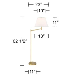 Possini Euro Design Modern Arc Floor Lamp Standing 62 1/2" Tall Warm Gold Offset Arm White Linen Drum Shade For Living Room Reading Family Bedroom -Possini Euro Design GUEST 9730cedd 2492 4c1e a5b4 7f14b03b2d31