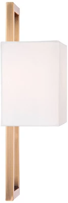 Possini Euro Design Modena Modern Wall Light Sconces Set Of 2 French Brass Hardwire 9 1/2" Fixture Off White Faux Silk Shade For Bedroom Bathroom Home 6 Possini Euro Design Modena Modern Wall Light Sconces Set Of 2 French Brass Hardwire 9 1/2" Fixture Off White Faux Silk Shade For Bedroom Bathroom Home - Image 4